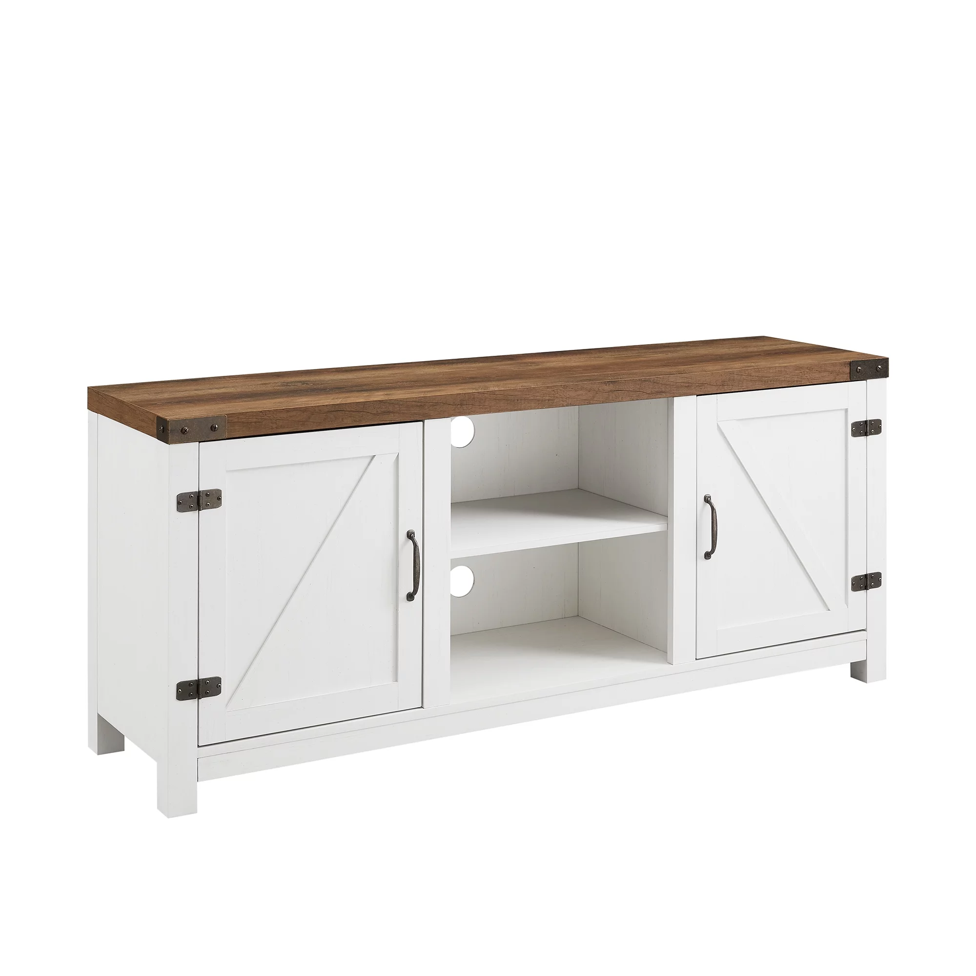 Walker Edison Modern Farmhouse Barn Door TV Stand for TVs up to 65, Grey Wash