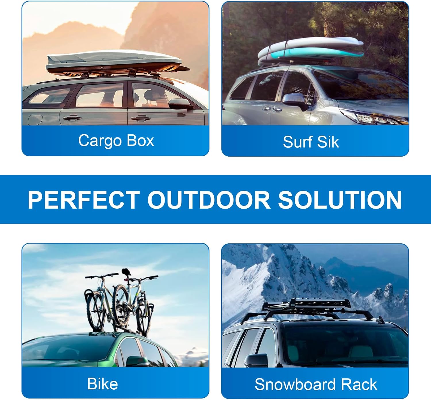 220lbs Roof Rack Cross Bars Compatible with Toyota Tacoma 2005-2023 Double Cab (without Side Rails)