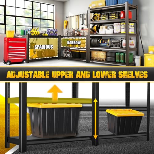 Garage Shelving Heavy Duty Storage Shelves,5-Tier Adjustable Shelving Unit 3000LBS Metal Storage Rack Shelf for Basements