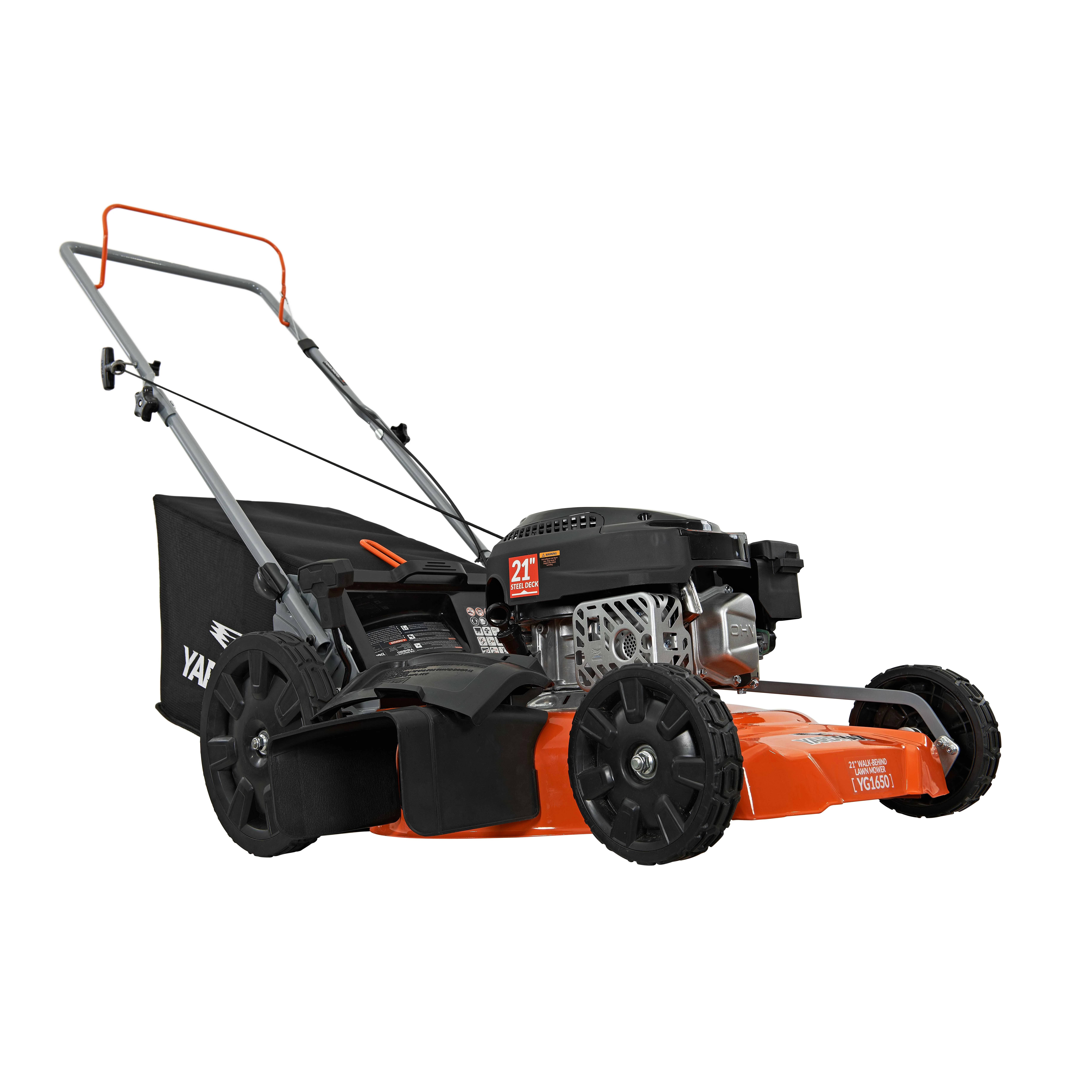 YARDMAX 21 in. 170cc 3-in-1 Gas Walk Behind Push Lawn Mower with High Rear Wheels