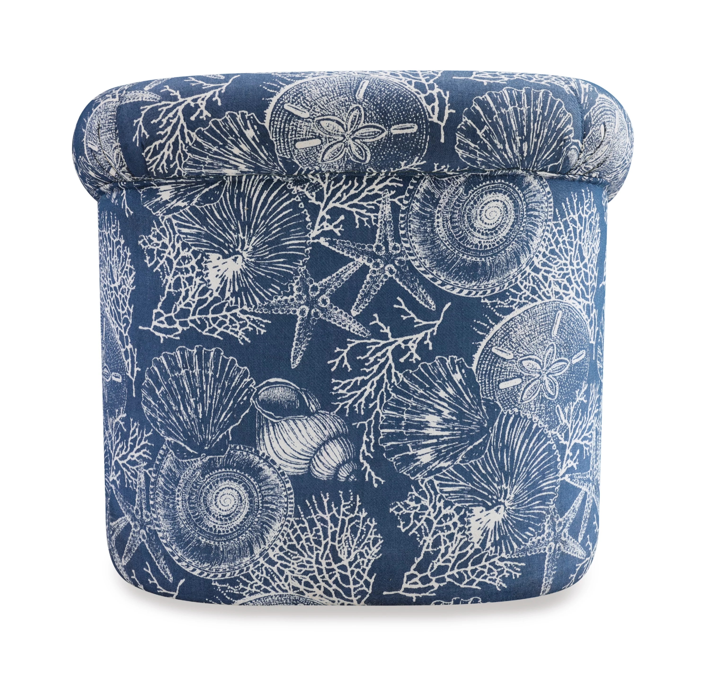 Grandee Club Chair with Swivel, Ocean Blue and White Coastal Pattern