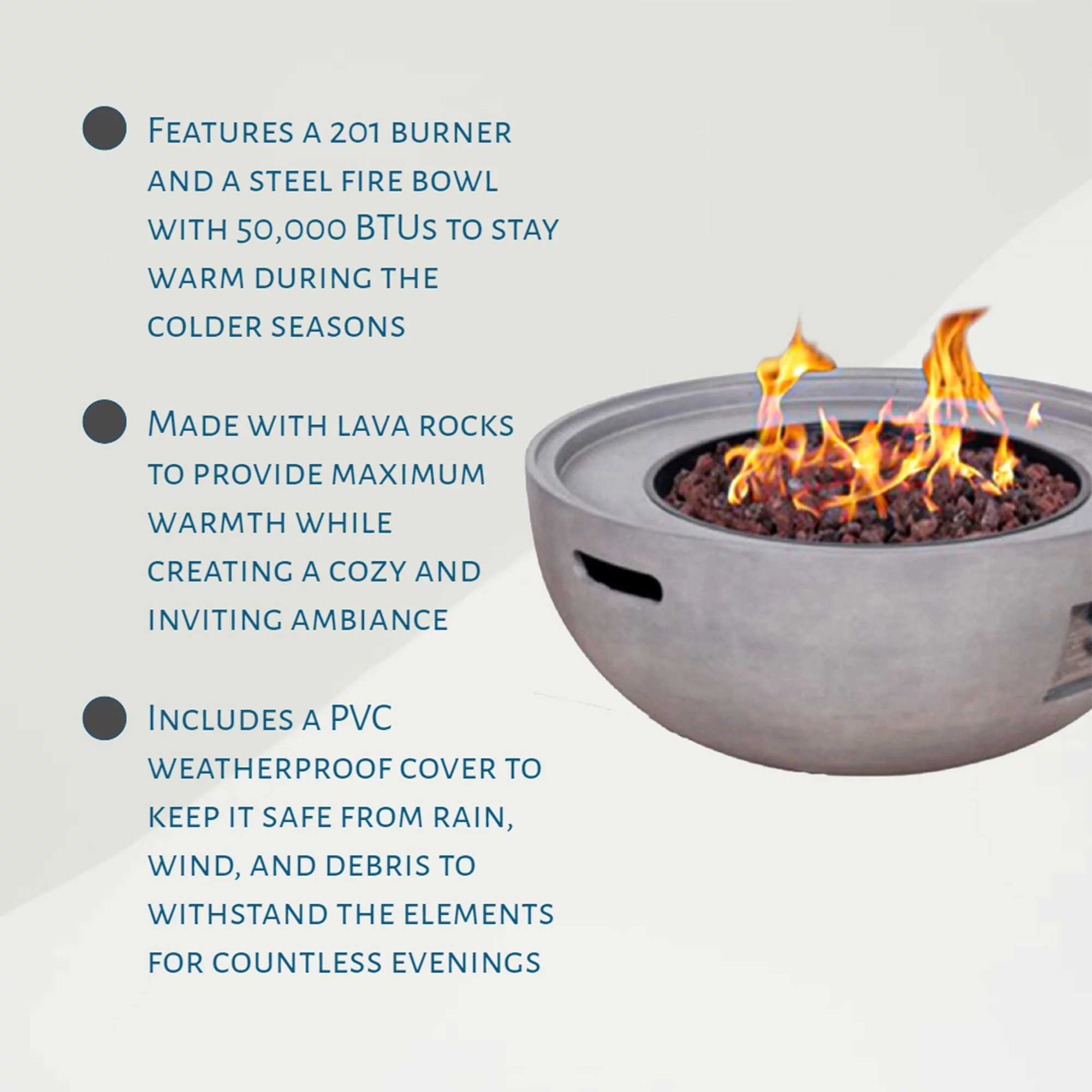 Four Seasons Courtyard 50,000 BTU Round Outdoor Concrete Gas Fire Pit