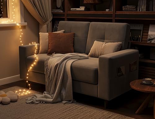 Txtin's Loveseat Sofa 53" Small Couches for Small Spaces 2 Seater Mini Couch for Bedroom Comfy Modern Love Seat for Apartment Office Living Room Brown