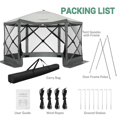 COBIZI 12x12ft Pop up Gazebo Screen Tent Screen House for Camping, Camping Outdoor Screened Gazebo, Canopy Tent