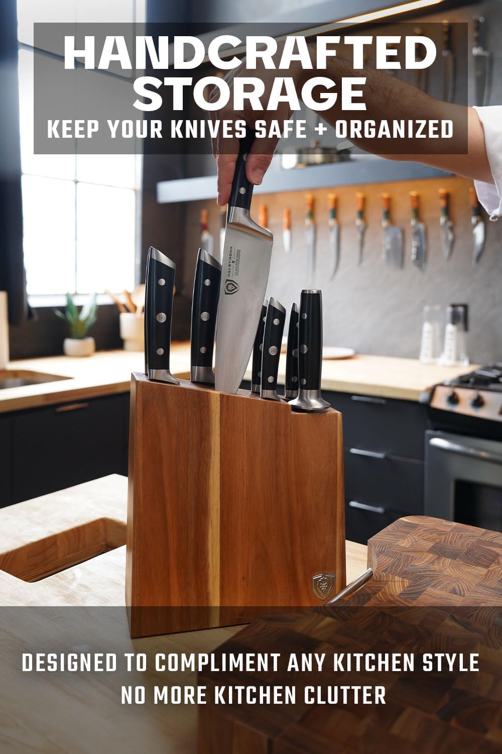 Dalstrong Knife Set Block - 8 Piece - Gladiator Series - German High Carbon Steel Kitchen Knife - Premium Food-Grade Black ABS Polymer Handles