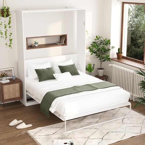FAMAPY Twin Murphy Bed with Built-in Charging Station, Space-Saving Murphy Bed Chest Twin with Drawer, Foldable