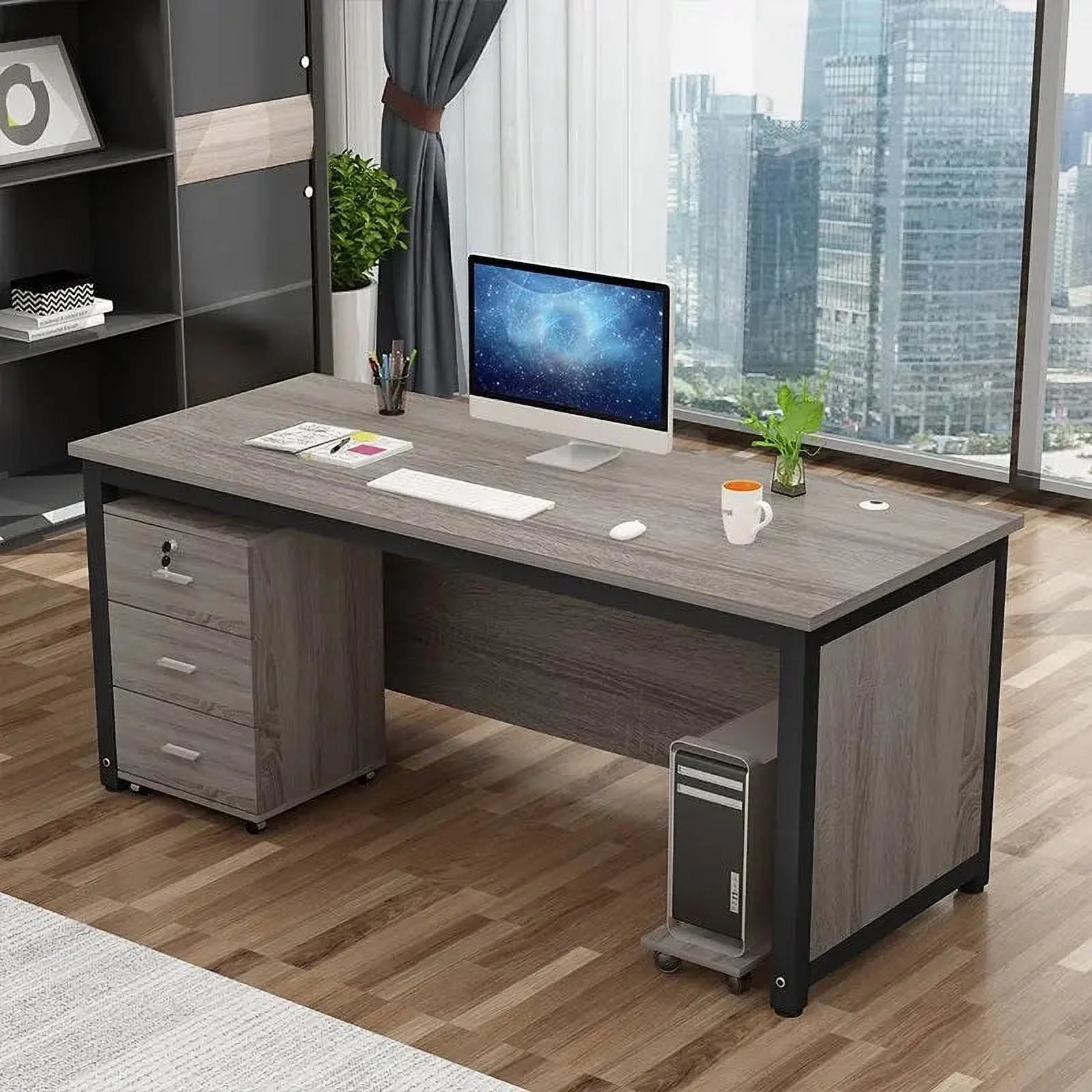 Writing Meeting Office Desk Monitor Drawers School Boss Cheap Standing Office Desk Luxury Scrivania Legno High End Furniture HDH