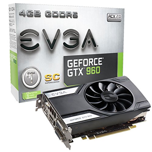 EVGA GeForce GTX 960 2GB GAMING ACX 2.0+, Whisper Silent Cooling Graphics Card 02G-P4-2963-KR