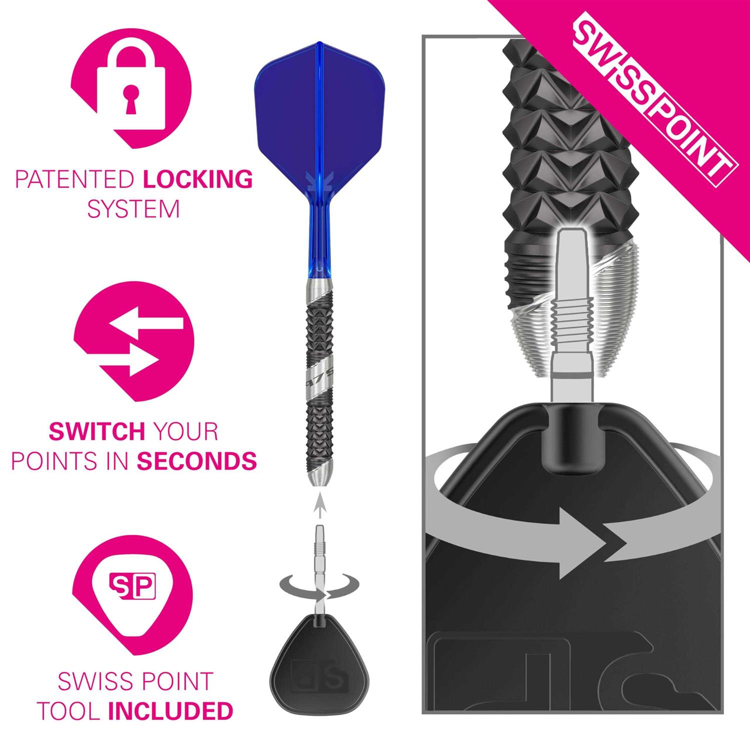 Target 975 Ultra Marine 01 Swiss Point Steel Tip Darts - Sports Supplies Online Store