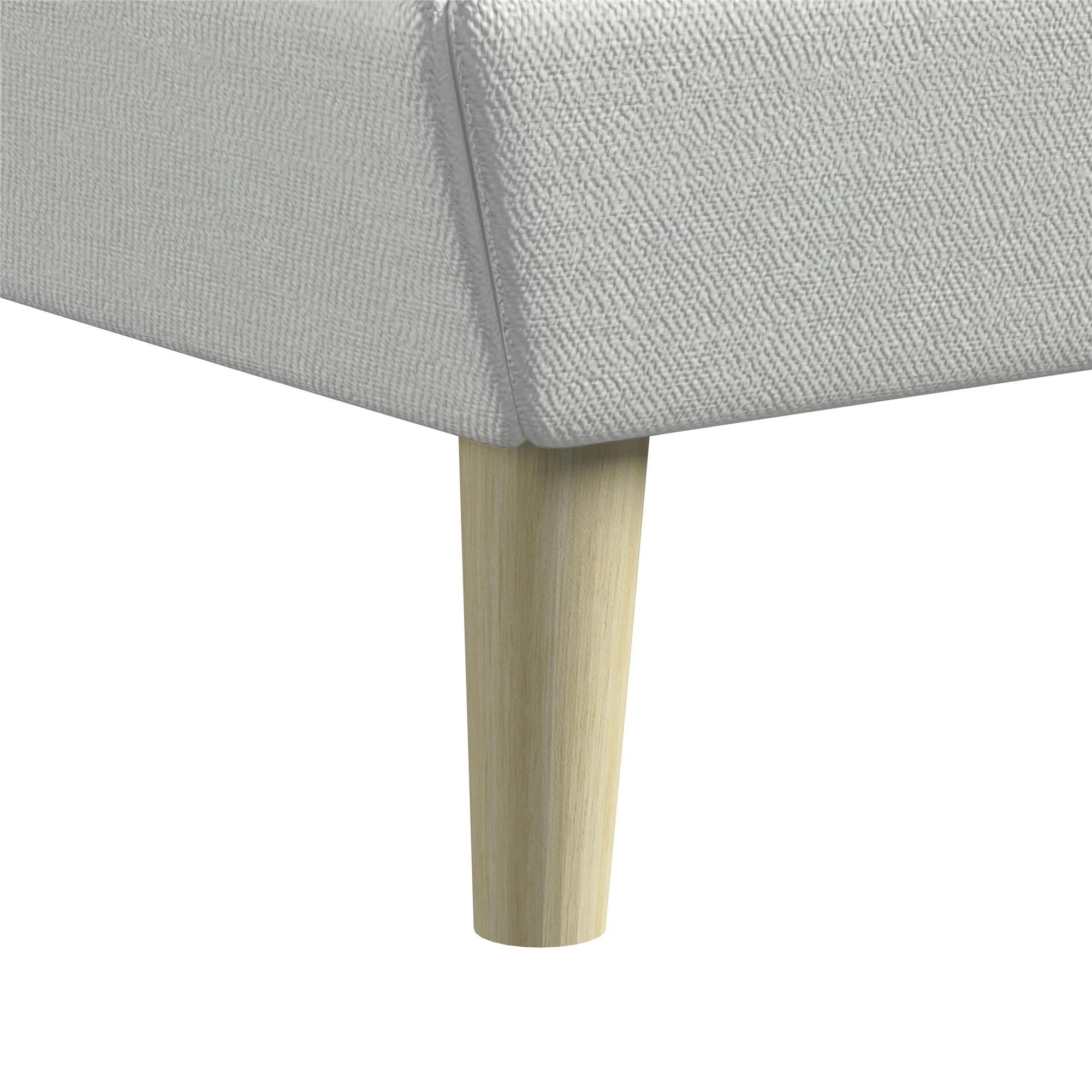 Queer Eye Farnsworth Upholstered Bed with Low Profile Platform Frame, Full, Light Gray Linen