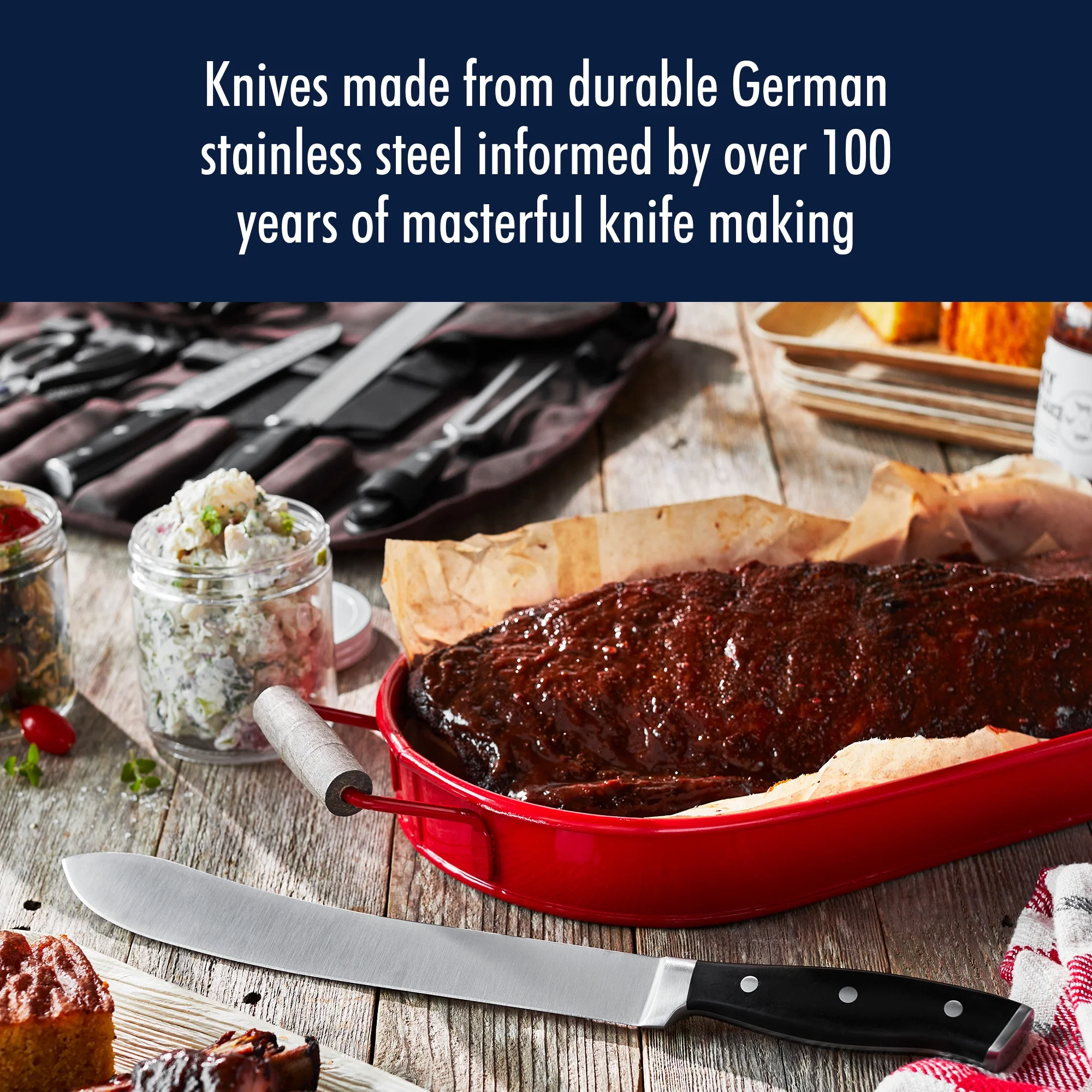 Henckels  Stainless Steel Chefs Knife Set, Satin Brown - 9 Piece