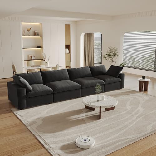 160.6" Cloud Couch Modular Sectional Sofa for Livingroom,Oversized Convertible Sofa with Storage Ottomans,6 Seat Wide Couches