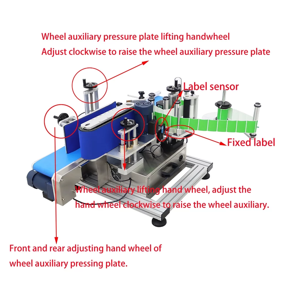 INTSUPERMAI Automatic Round Bottle Labeling Machine High Speed Label Applicator Machine Desktop Conveyor Table Bottle Diameter 1.18-4.33" LT-150