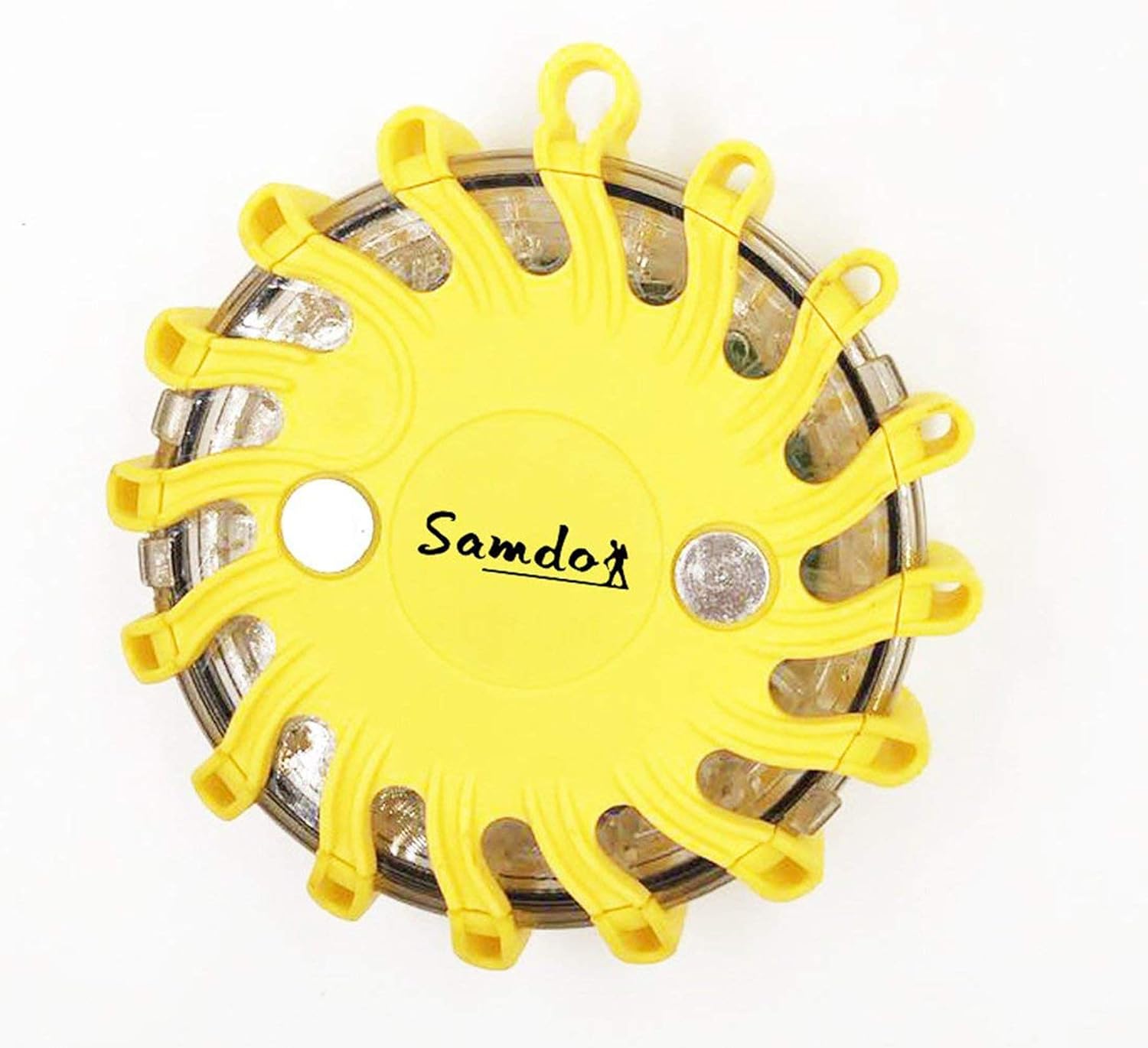 SAMDO Rechargeable Car Safety Kits 16 LED Beacon Magnetic Emergency Strobe Flashing Warning LED (USB,Wall,Car Charger) (White)