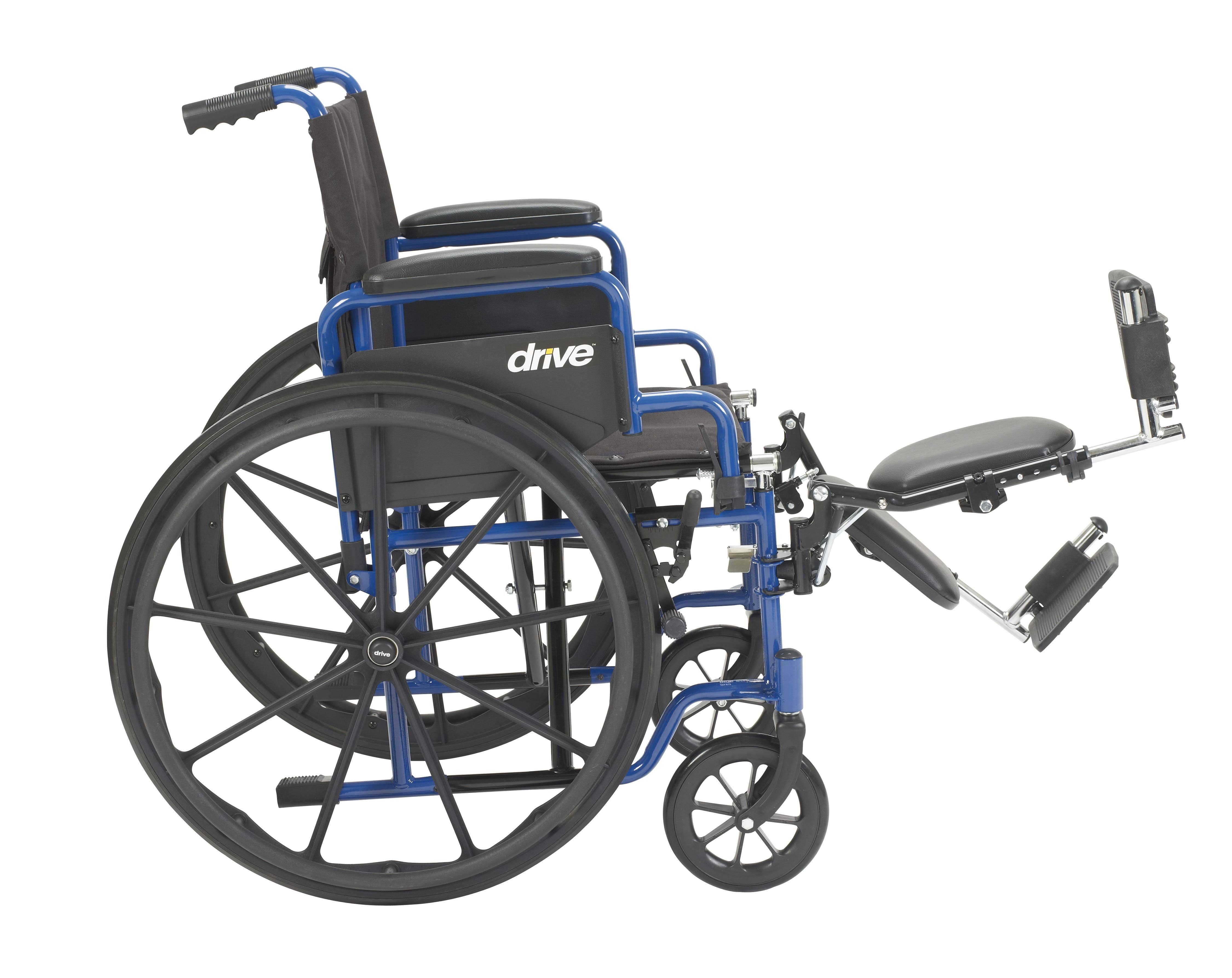 Drive Medical Blue Streak Wheelchair with Flip Back Desk Arms, Swing Away Footrests, 16x22 Seat