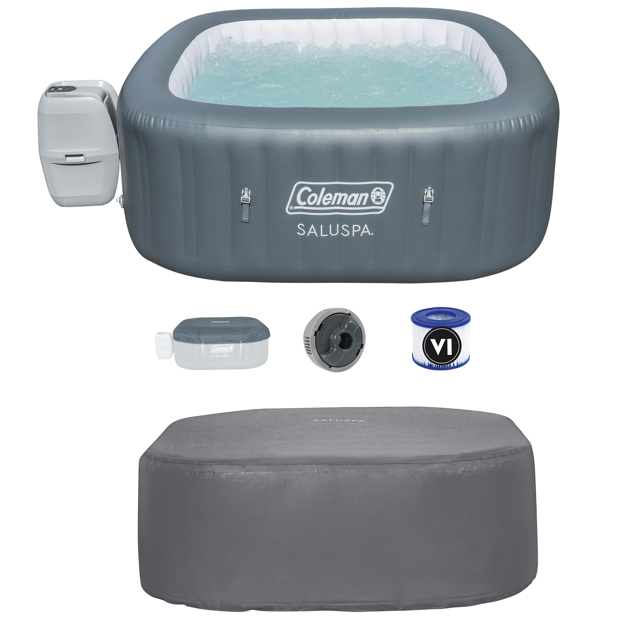 Coleman SaluSpa 6 Person Inflatable Hot Tub w/EnergySenseDuraPlus Spa Cover