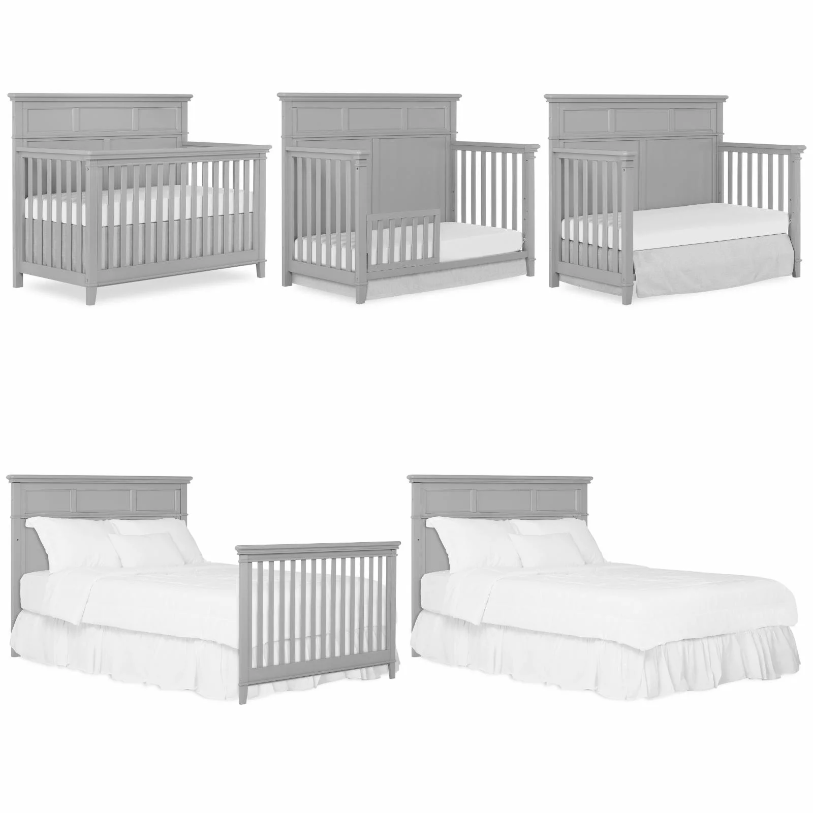 Dream On Me Blue Ridge 4 in 1 Convertible Crib in Pebble Grey, Three Mattress Height Settings