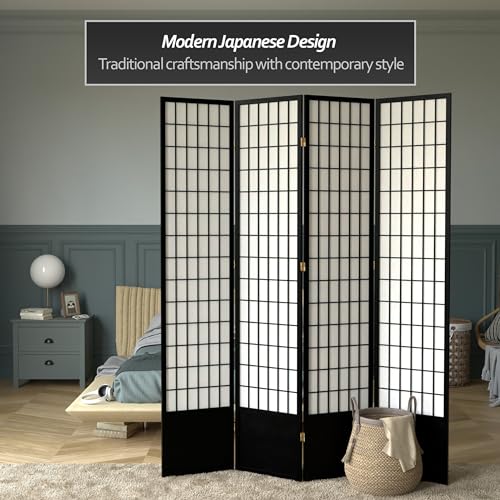 Red Lantern 7 ft. Tall Window Pane Shoji Screen-White-3 Panels Room Divider