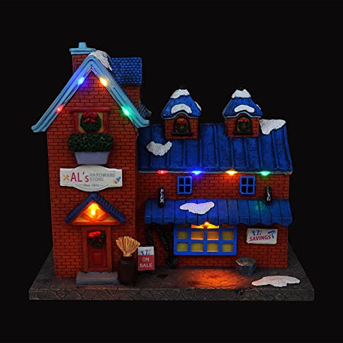 Christmas Village Sledding Down Hill - Lighted Musical Snow Village with 8 Animated Kids Going Down The Mountain