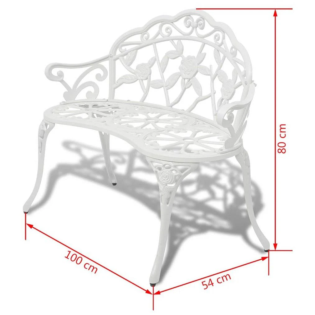vidaXL Garden Bench White Cast Aluminum