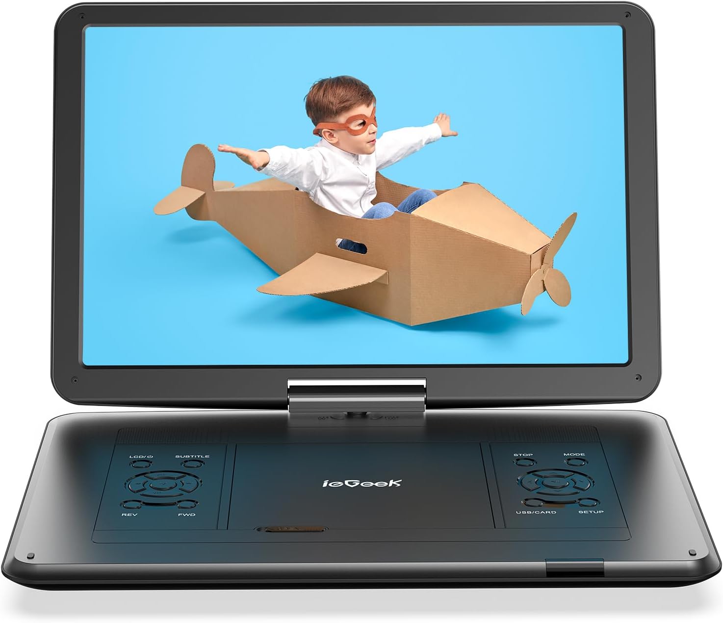 ieGeek 17.5" Portable DVD Player with 15.6" Swivel HD Large Screen, 6 Hrs 5000mAH Rechargeable Battery, High Volume Speaker