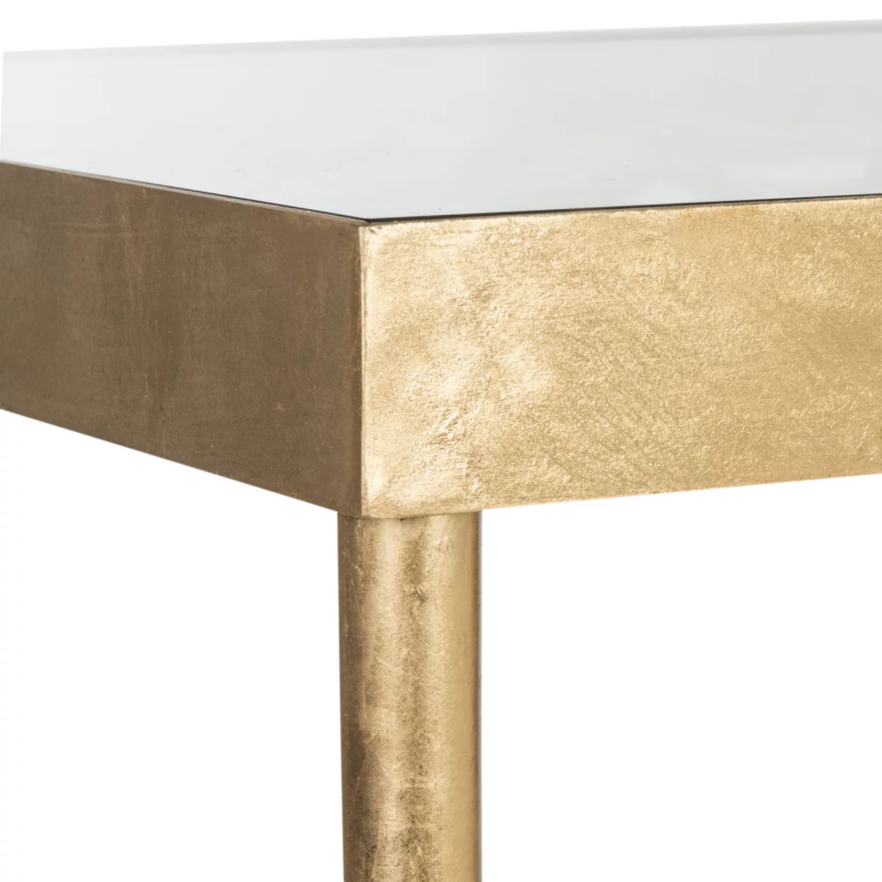 SAFAVIEH Rosalia 29.5 in. H Butterfly Glass Top Desk, Gold/Clear