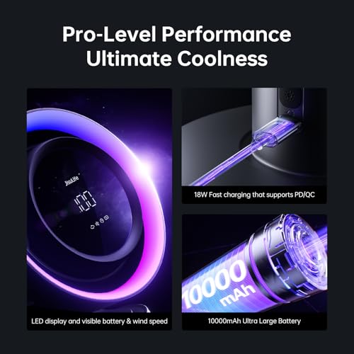 Jisulife Table Fan Pro3, 3-IN-1 Turbo Oscillating Fan with Air Purifier and RGB Light, H11 HEPA Filter, 100-Speed Adjustable