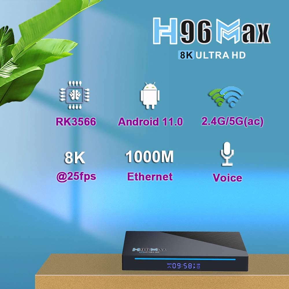8GB 128GB H96 Max RK3566 Android TV Box RK3566 Quad Core Android 11.0 2.4G/5G WiFi 1000M LAN BT4.0 USB3.0 Support 4K 60fps H.265 HDR Box with i8