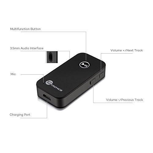 TaoTronics Bluetooth Receiver, Portable Wireless Car AUX Adapter 3.5mm Stereo Car Kits, Bluetooth 4.2 Hands-Free Bluetooth Audio