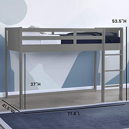 Delta Children Twin Loft Bed with Guardrail and Ladder (Coordinates with Loft Bed Tents Sold Separately), White