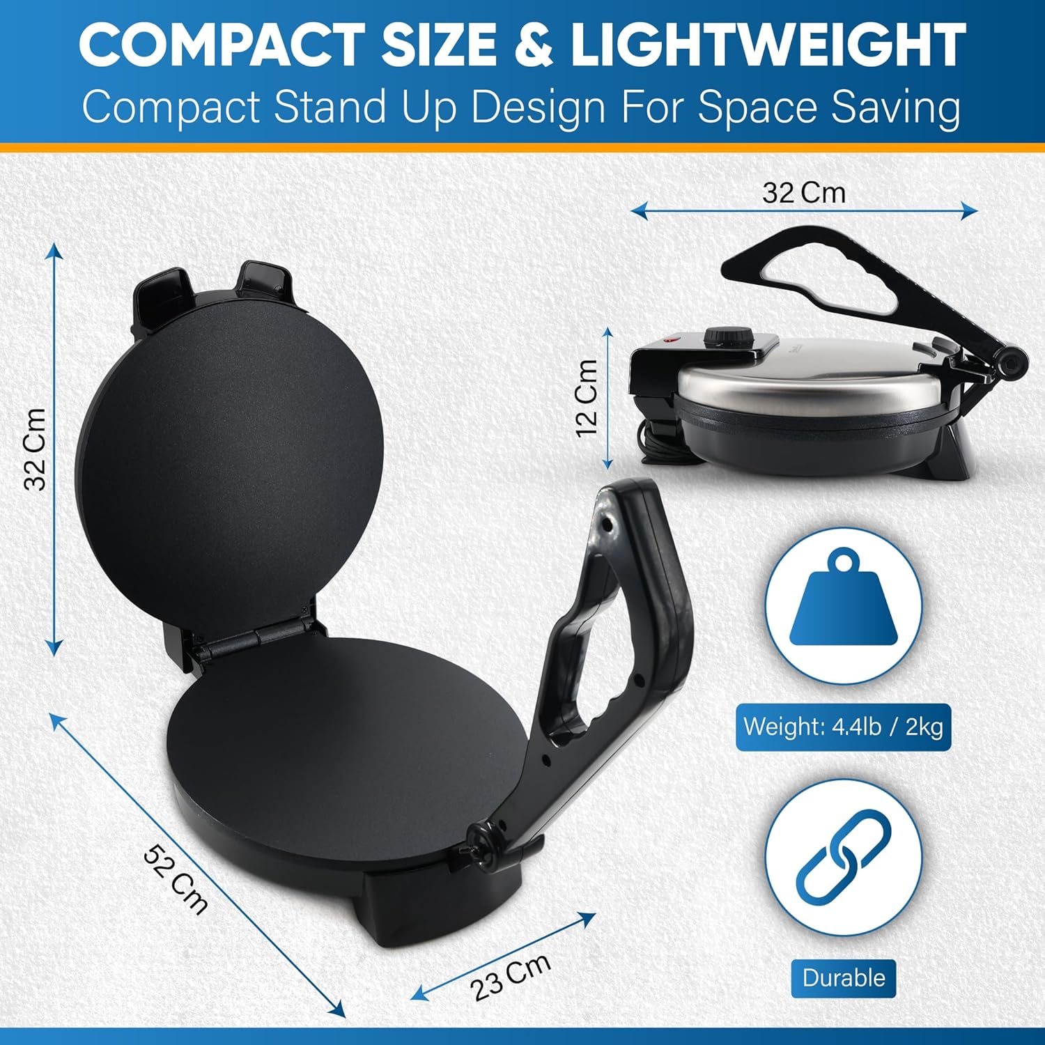 10inch Roti Maker by StarBlue with FREE Roti Warmer and Removable Handle