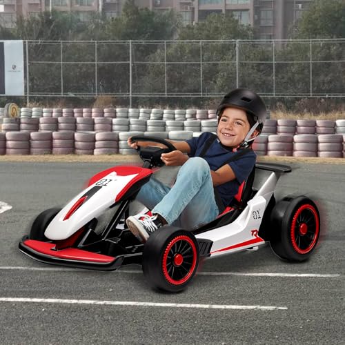 24V Go Kart for Kids, Electric Drift Kart with 2X200W Motor, 7AH Battery, Drift Function, Electric Pedals, and Safety Belt