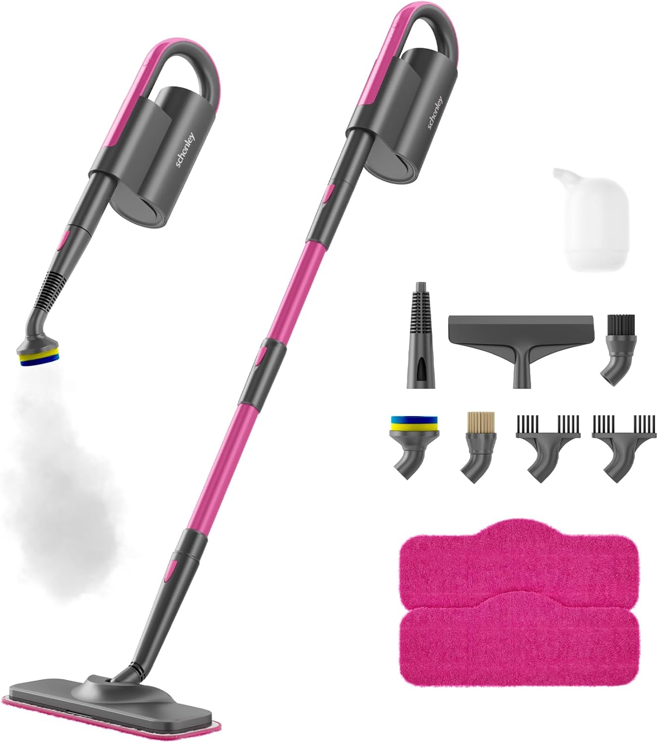 Schenley 7-in-1 Steam Mop Dual-Rod Design with Detachable Handheld Steamer for Walls, Grouts, Hard Floors, Tiles