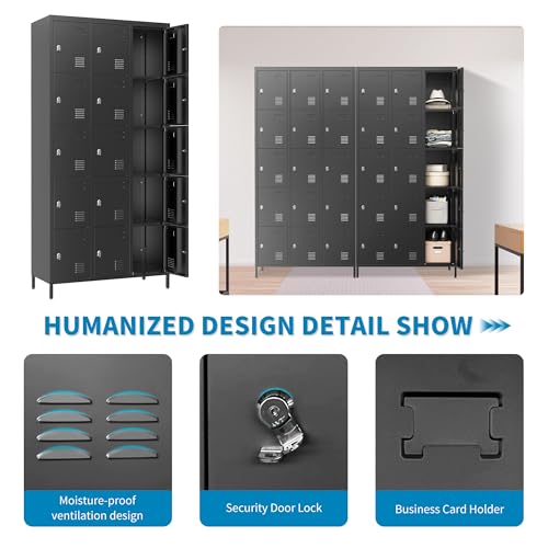 6 Doors Metal Lockers for Employees 72" H Storage Cabinet Lockable Locker with Shelves Steel Storage Locker for Gym School Office Home Requires