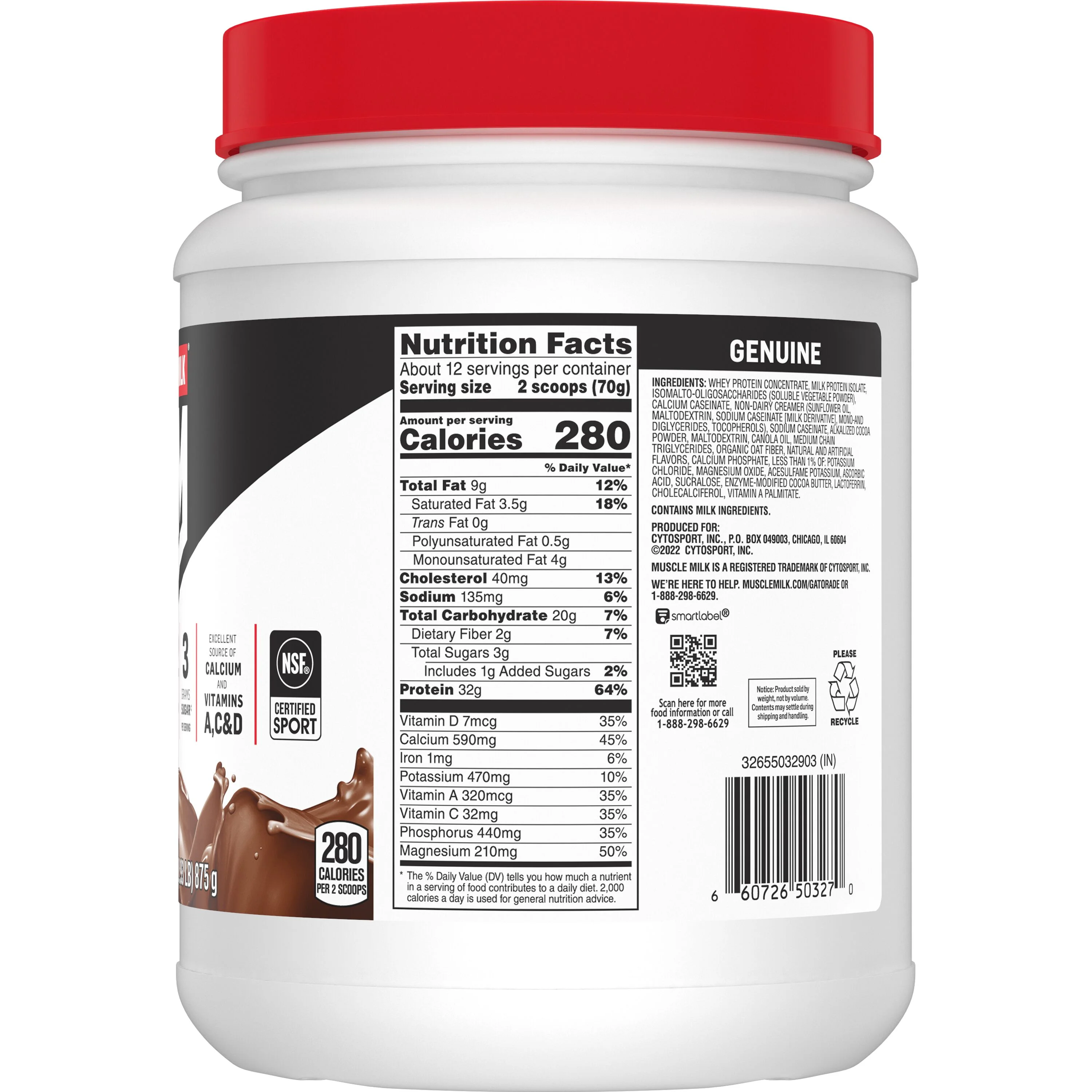 Muscle Milk Genuine Protein Powder, Chocolate, 1.93 Pound, 12 Servings - Curated Treasures Market
