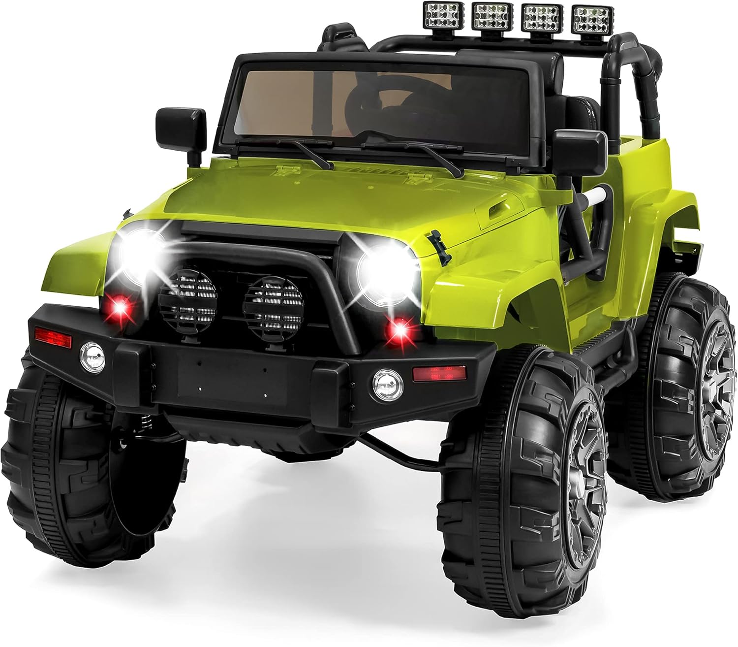 Best Choice Products Kids 12V Ride On Truck, Battery Powered Toy Car w/ Spring Suspension, Remote Control, 3 Speeds, LED Lights, Bluetooth - Red