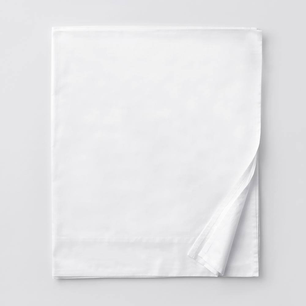 The Company Store Legends Luxury White 500 Thread Count Supima Sateen King Flat Sheet E9Y8-K-WHITE