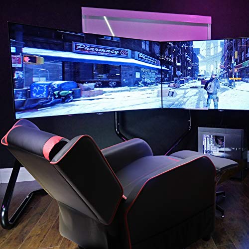 Vitesse Gaming Recliner Chair Racing Style Single Ergonomic Lounge Sofa Modern PU Leather Reclining Home Theater Seat for Living Gaming Room (Blue)