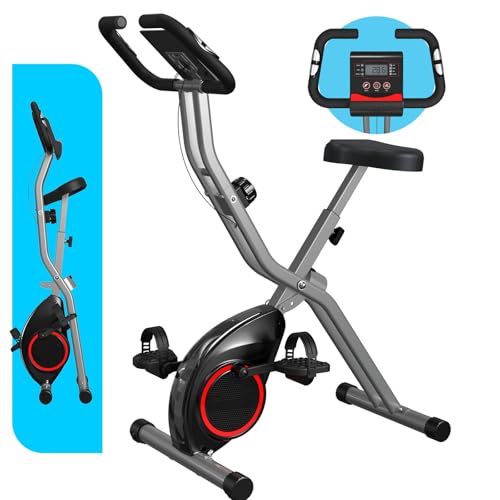 Foldable Exercise Bike Stationary Bikes for Home, 5 IN 1 Indoor Workout Bike, Cycling Bike with 16-Level Quiet Magnetic Resistance