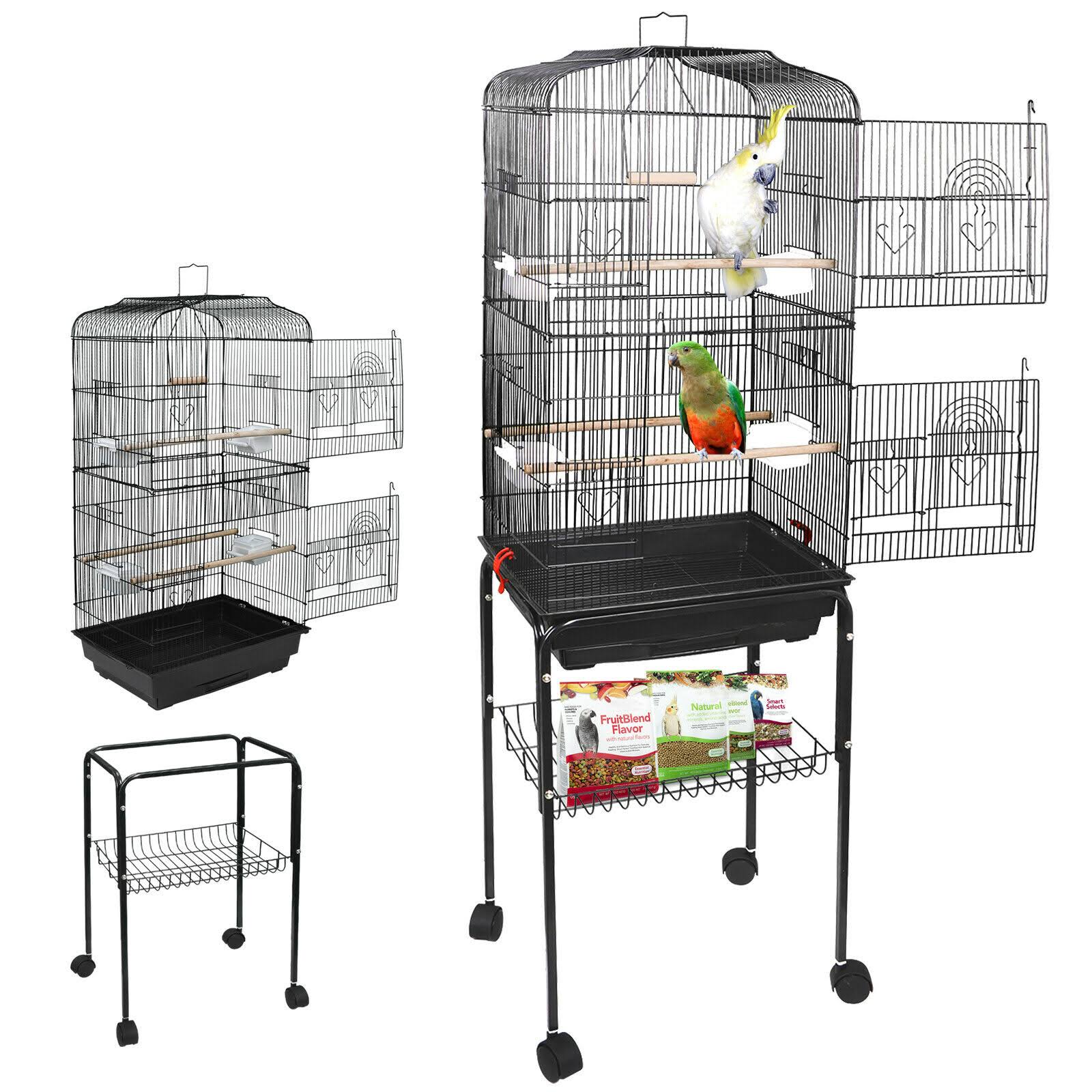 59 Rolling Bird Cage Parakeet Finch Budgie Conure Lovebird House with Stand