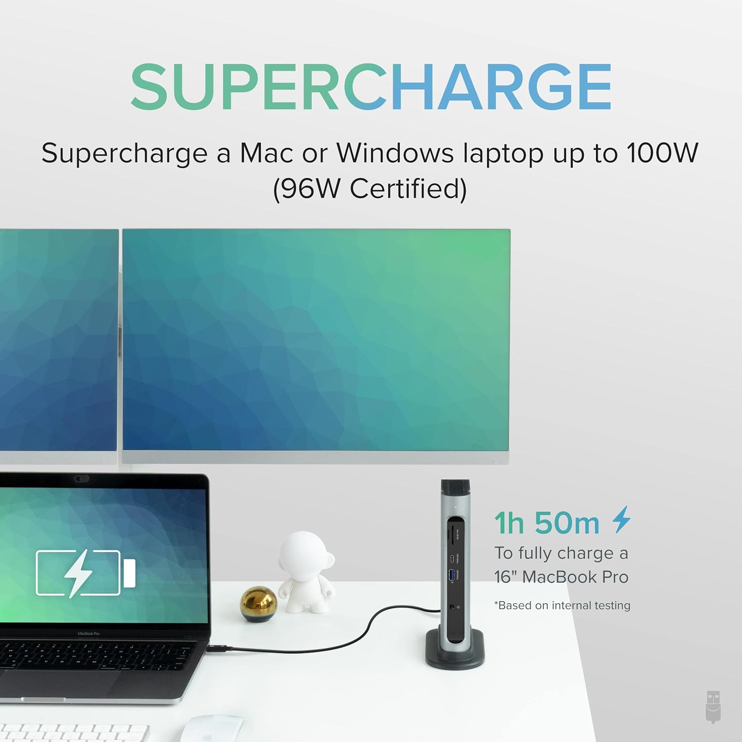 Plugable 14-in-1 USB-C and Thunderbolt Dock - 40Gbps, 96W Charging, Compatible with Mac and Windows, 2X HDMI 2.0 and DisplayPort 4K60, 7X USB Ports