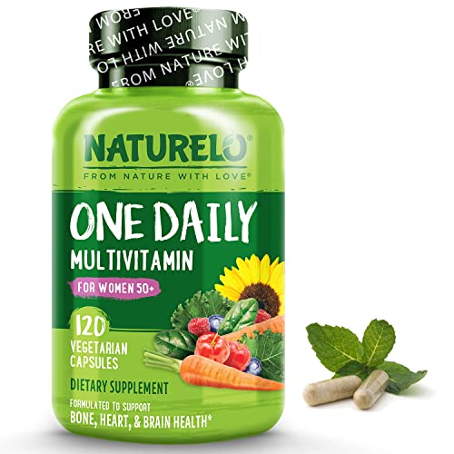 NATURELO One Daily Multivitamin for Women 50+ (Iron Free) - Menopause Support for Women Over 50 - Whole Food Supplement - Non-GMO - No Soy