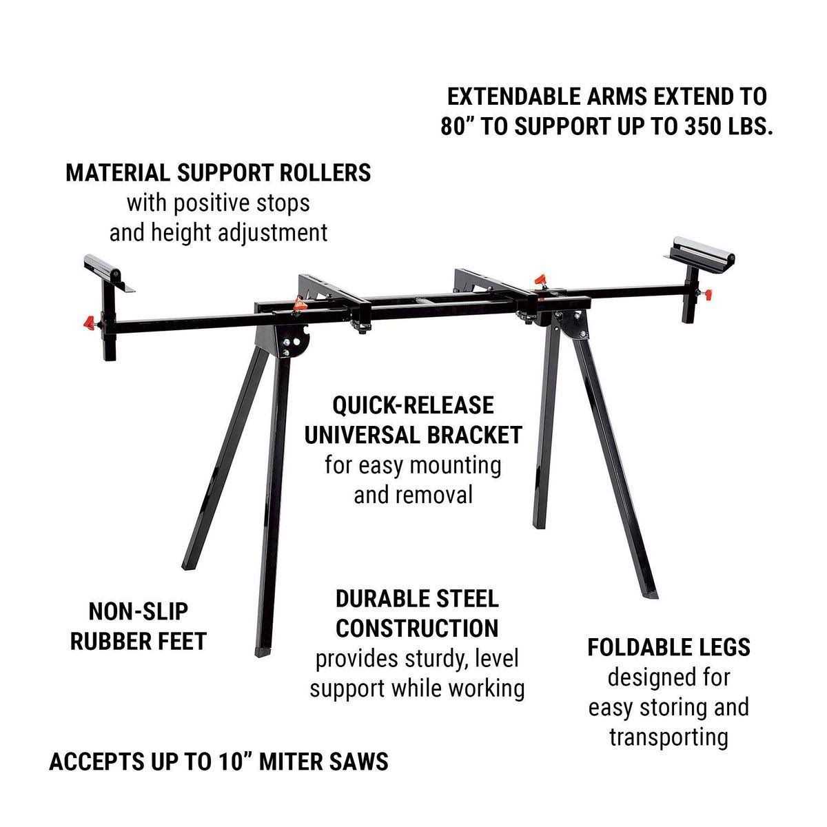 Warrior 350 lb. Folding Miter Saw Stand for Saws Up to 10 - Shop Hardware Tools Online Store
