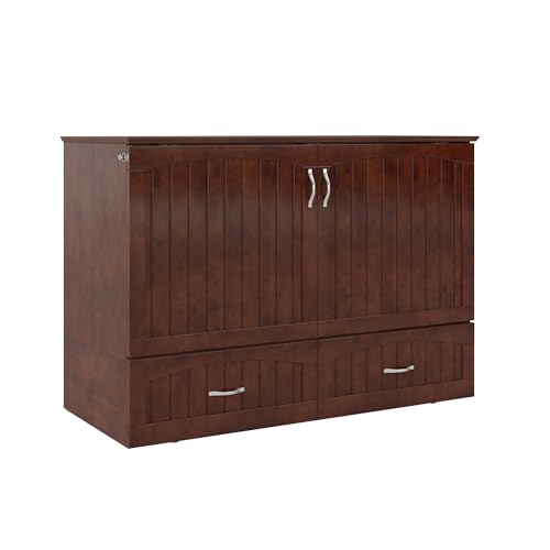 AFI Southampton Queen Murphy Bed Chest with Mattress, Storage, and Built-in Charger in Grey