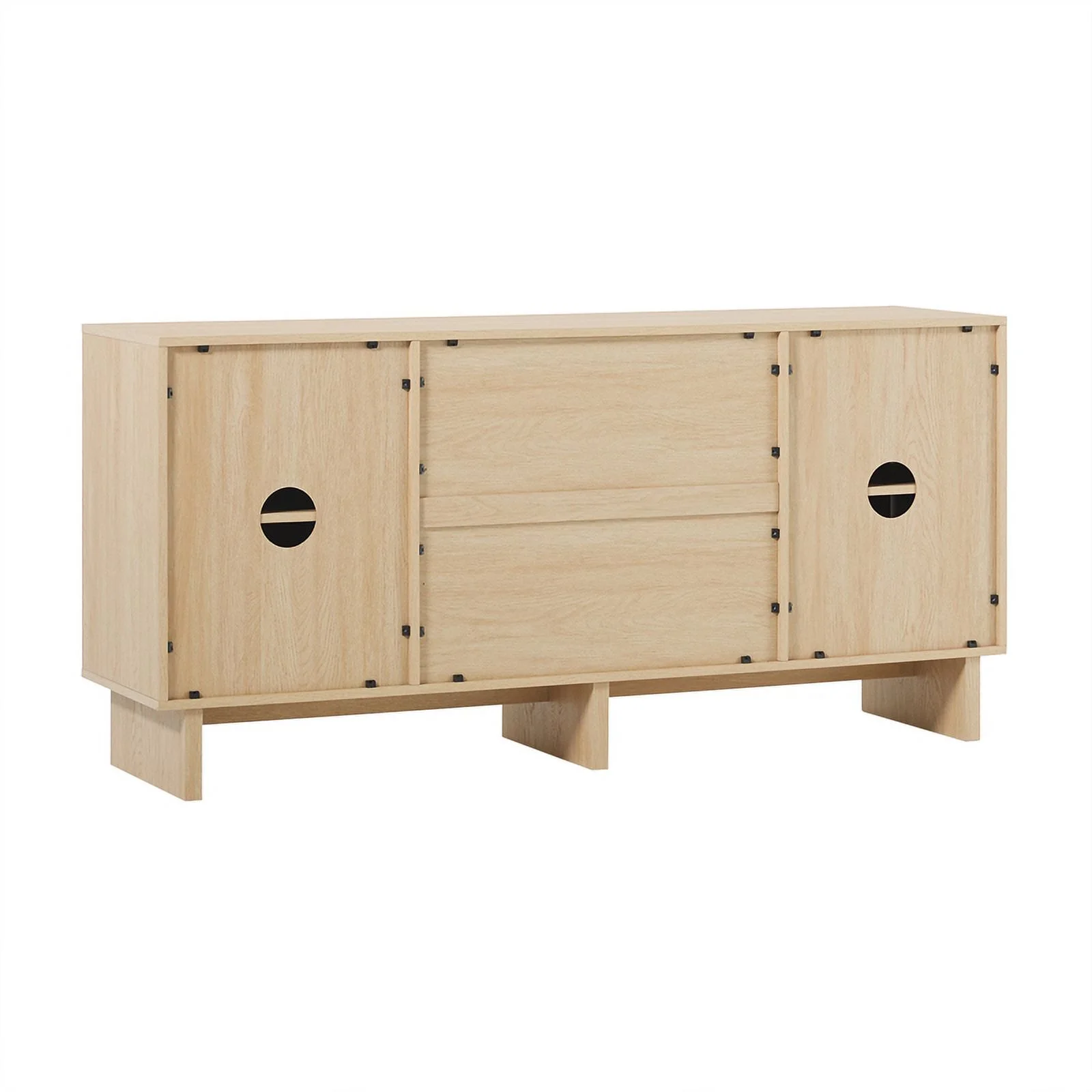 Pemberly Row Modern Beveled 2-Door 2-Drawer Wood Sideboard 63" - Coastal Oak