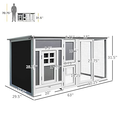 Spacious and Durable Outdoor Chicken Coop with Nesting Box and Run Area, Waterproof Roof for Safe and Comfortable Living, Gray