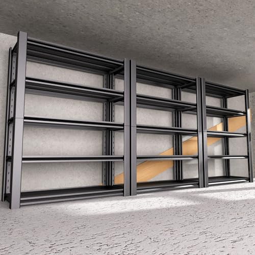 76.6" H Heavy Duty Garage Shelving Unit, 60" W Adjustable Metal Storage Rack, 5-Tier Metal Shelves, 24" D Industrial Shelving for Garage, Basement