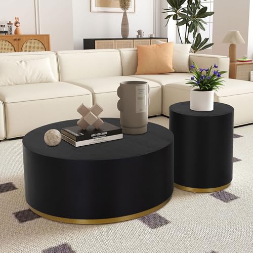 JUSTONE 15.75 ''Round Coffee Table, Accent End Table for Living Room Office Apartment, Modern Minimalist Side Table with Faux Marble Pattern