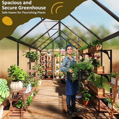 6x7.5 FT Greenhouse for Outdoors, Polycarbonate Greenhouse with Quick Setup Structure and Roof Vent