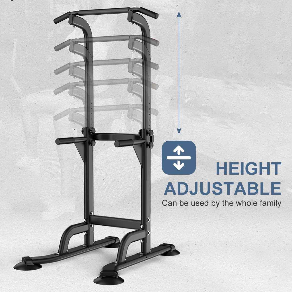 IRELOJ Power Tower Pull Up Dip Station Adjustable Height Multifunctional Home Strength Training Fitness Exercise Equipment